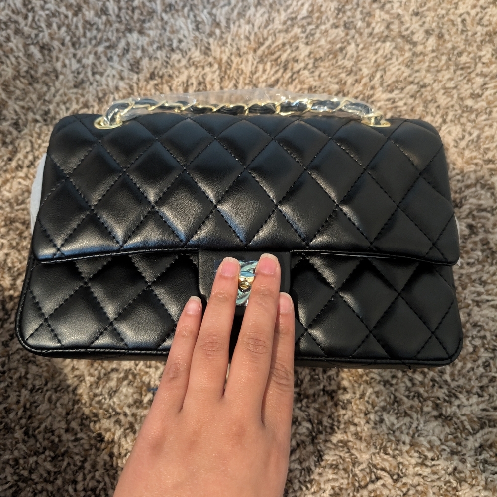 C Black Quilted Handbag